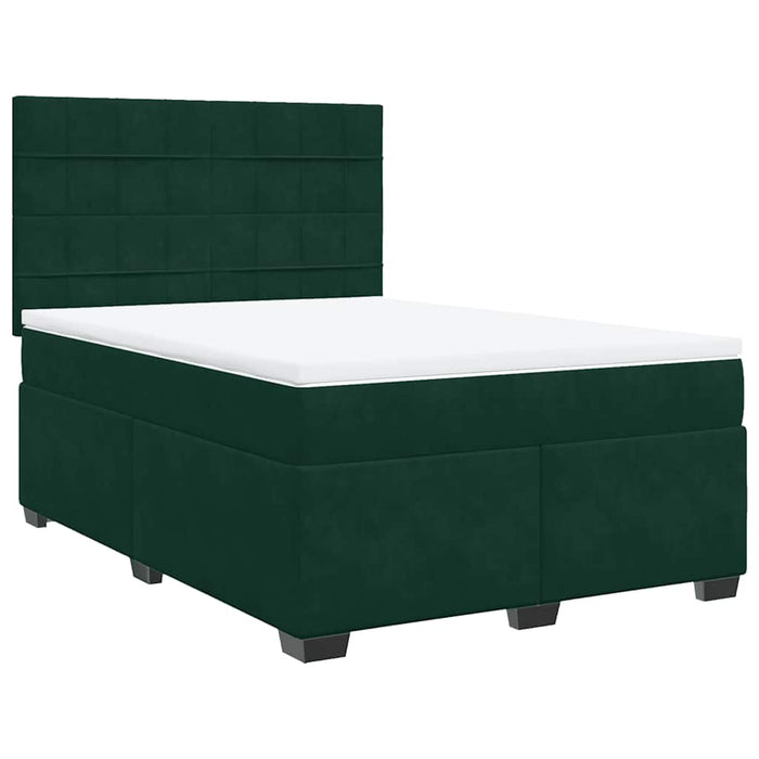 Pat box spring cu saltea, verde închis, 140x190 cm, catifea - WALTI WALTI