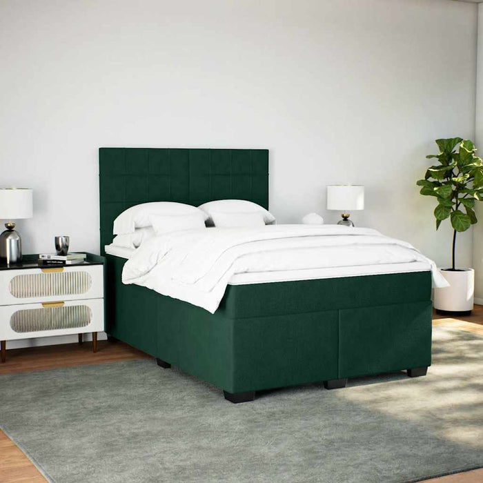 Pat box spring cu saltea, verde închis, 140x190 cm, catifea - WALTI WALTI