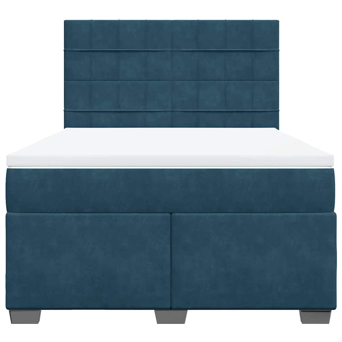 Pat box spring cu saltea, albastru, 140x190 cm, catifea - WALTI WALTI