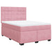 Pat box spring cu saltea, roz, 140x190 cm, catifea - WALTI WALTI