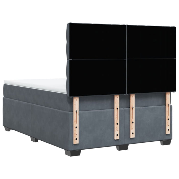 Pat box spring cu saltea, gri închis, 140x190 cm, catifea - WALTI WALTI