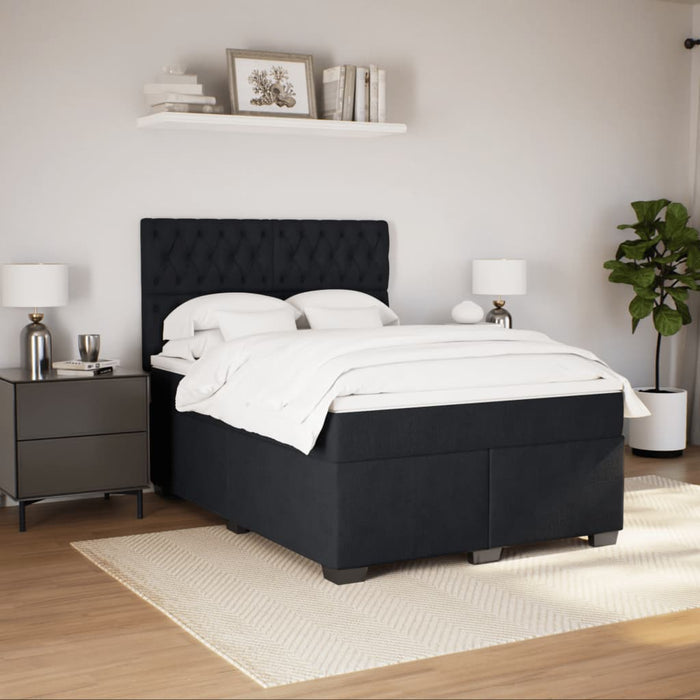 Pat box spring cu saltea, negru, 140x190 cm, catifea - WALTI WALTI