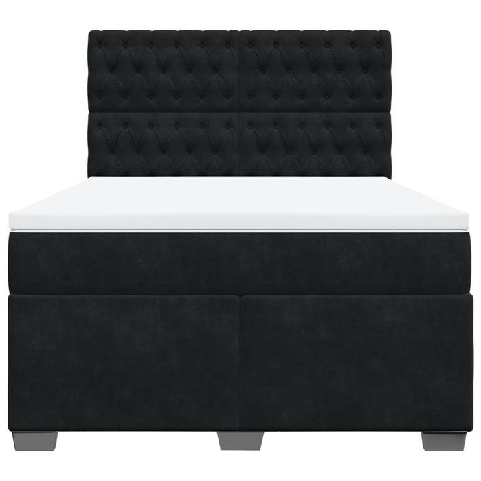 Pat box spring cu saltea, negru, 140x190 cm, catifea - WALTI WALTI