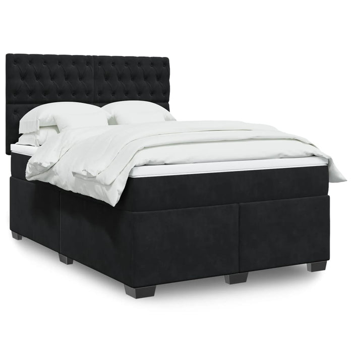 Pat box spring cu saltea, negru, 140x190 cm, catifea - WALTI WALTI