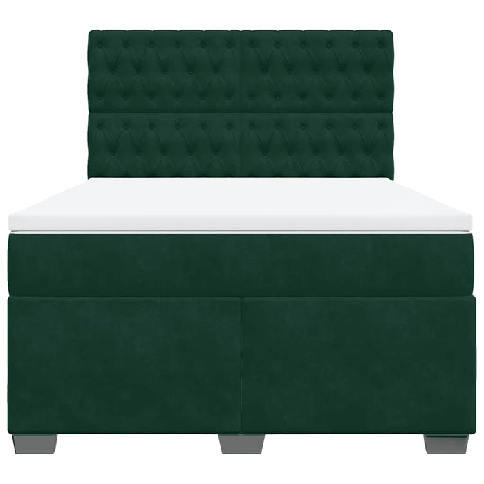 Pat box spring cu saltea, verde închis, 140x190 cm, catifea - WALTI WALTI