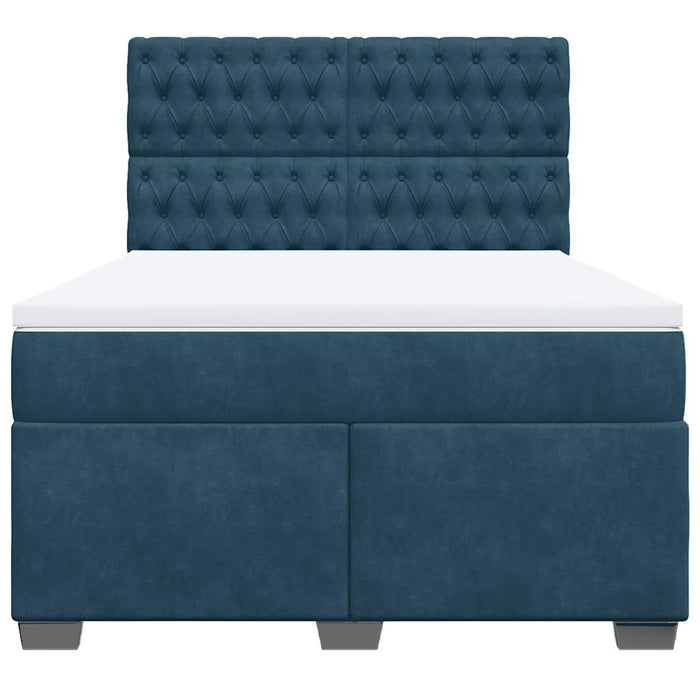 Pat box spring cu saltea, albastru, 140x190 cm, catifea - WALTI WALTI