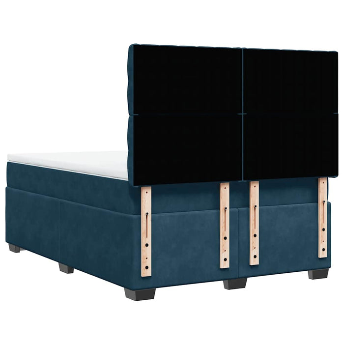 Pat box spring cu saltea, albastru, 140x190 cm, catifea - WALTI WALTI