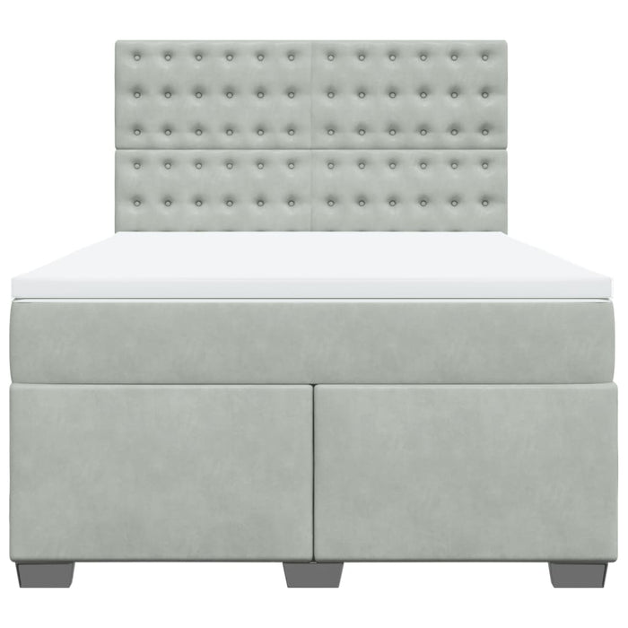 Pat box spring cu saltea, gri deschis, 140x190 cm, catifea - WALTI WALTI