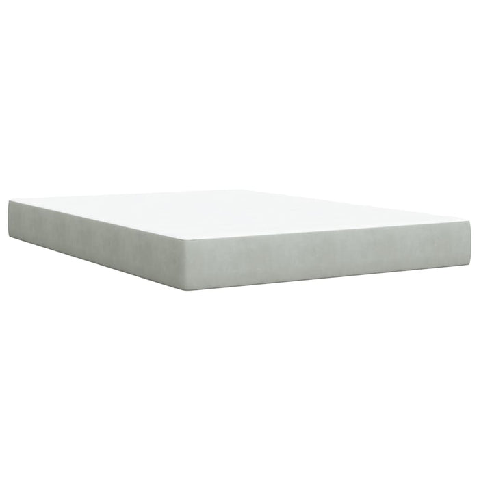 Pat box spring cu saltea, gri deschis, 140x190 cm, catifea - WALTI WALTI