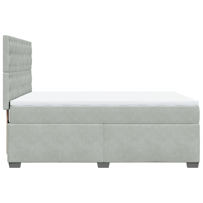 Pat box spring cu saltea, gri deschis, 140x190 cm, catifea - WALTI WALTI