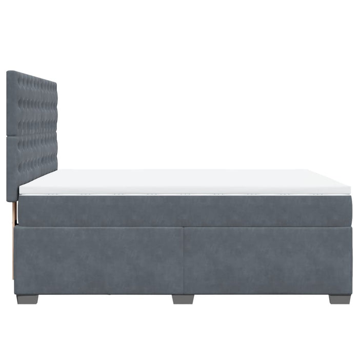 Pat box spring cu saltea, gri închis, 140x190 cm, catifea - WALTI WALTI