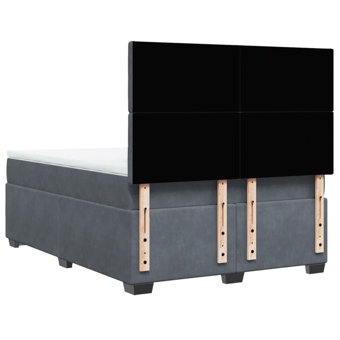 Pat box spring cu saltea, gri închis, 140x190 cm, catifea - WALTI WALTI