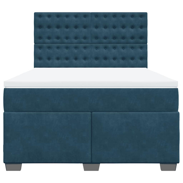 Pat box spring cu saltea, albastru, 140x190 cm, catifea - WALTI WALTI