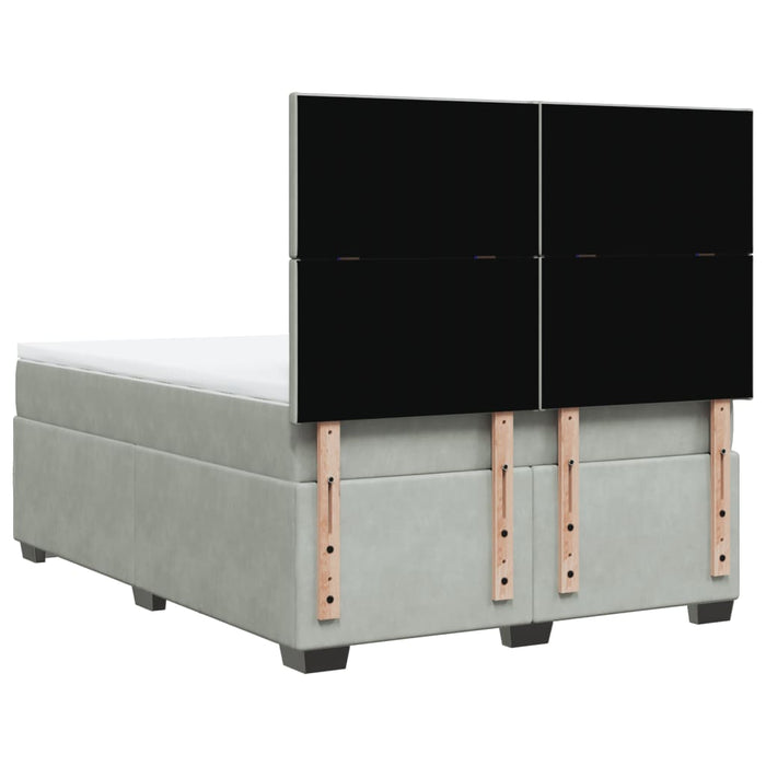 Pat box spring cu saltea, gri deschis, 140x200 cm, catifea - WALTI WALTI
