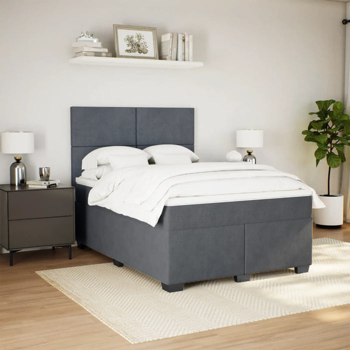 Pat box spring cu saltea, gri închis, 140x200 cm, catifea - WALTI WALTI