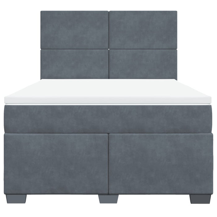Pat box spring cu saltea, gri închis, 140x200 cm, catifea - WALTI WALTI