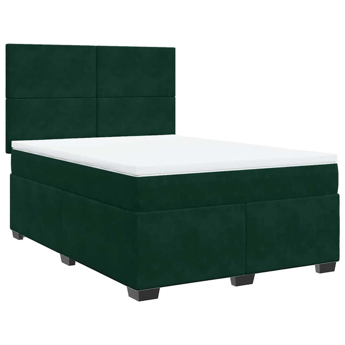 Pat box spring cu saltea, verde închis, 140x200 cm, catifea - WALTI WALTI
