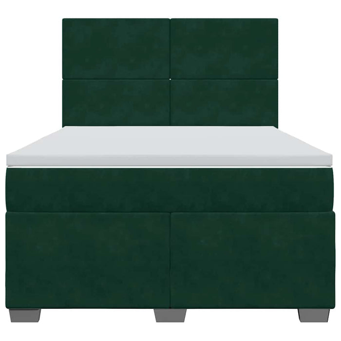 Pat box spring cu saltea, verde închis, 140x200 cm, catifea - WALTI WALTI