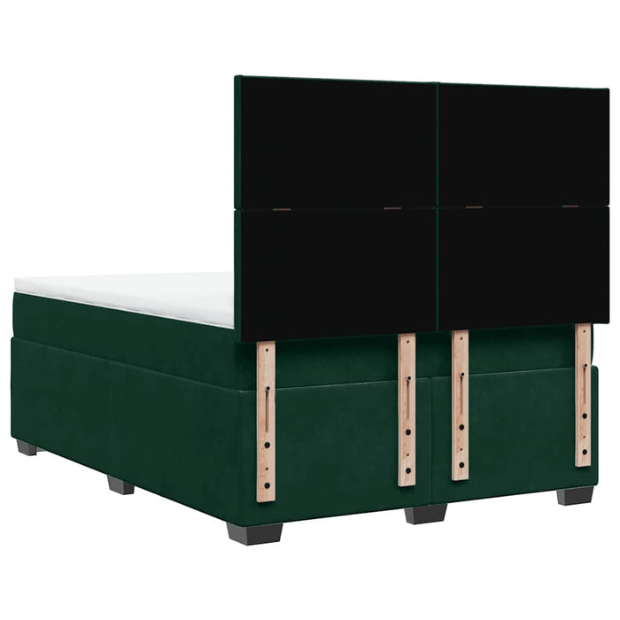 Pat box spring cu saltea, verde închis, 140x200 cm, catifea - WALTI WALTI