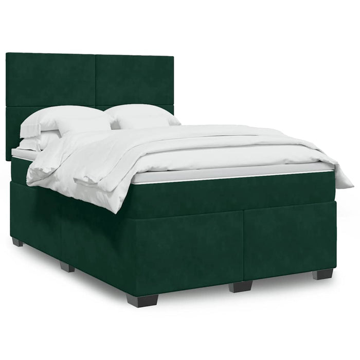 Pat box spring cu saltea, verde închis, 140x200 cm, catifea - WALTI WALTI