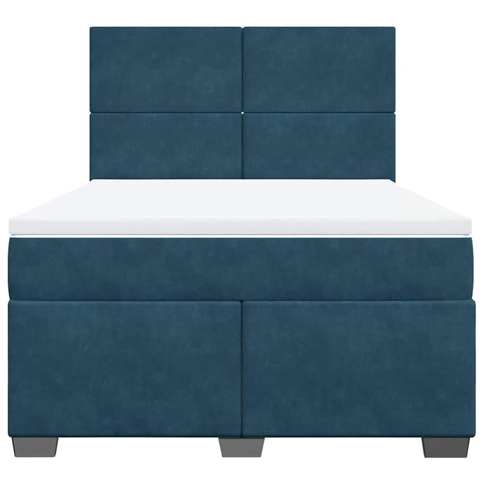 Pat box spring cu saltea, albastru, 140x200 cm, catifea - WALTI WALTI