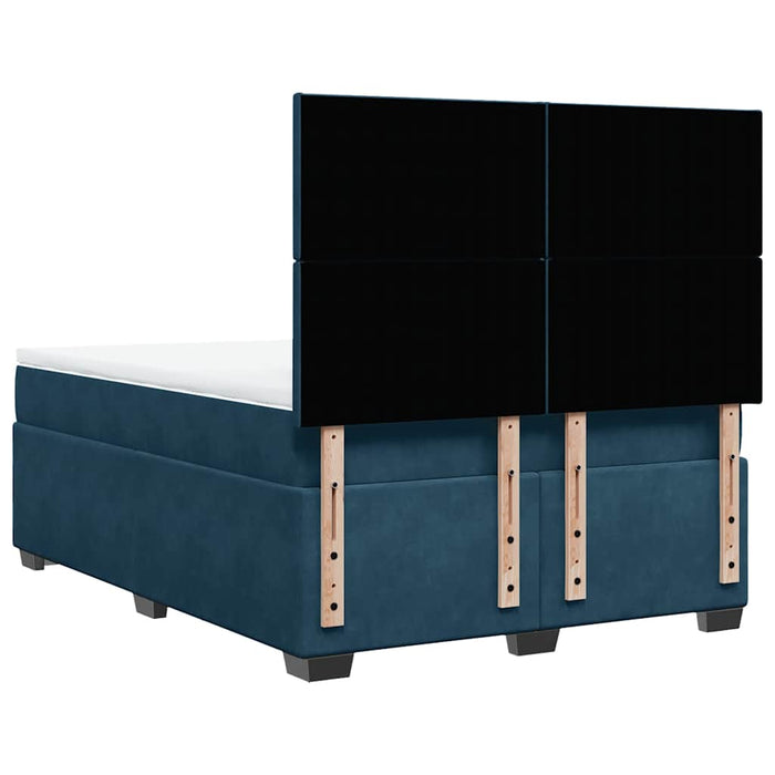 Pat box spring cu saltea, albastru, 140x200 cm, catifea - WALTI WALTI