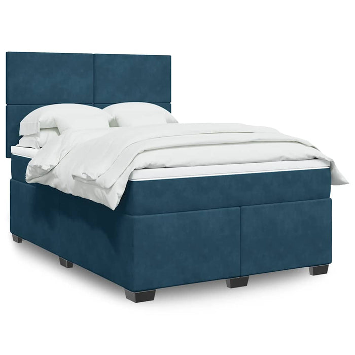 Pat box spring cu saltea, albastru, 140x200 cm, catifea - WALTI WALTI