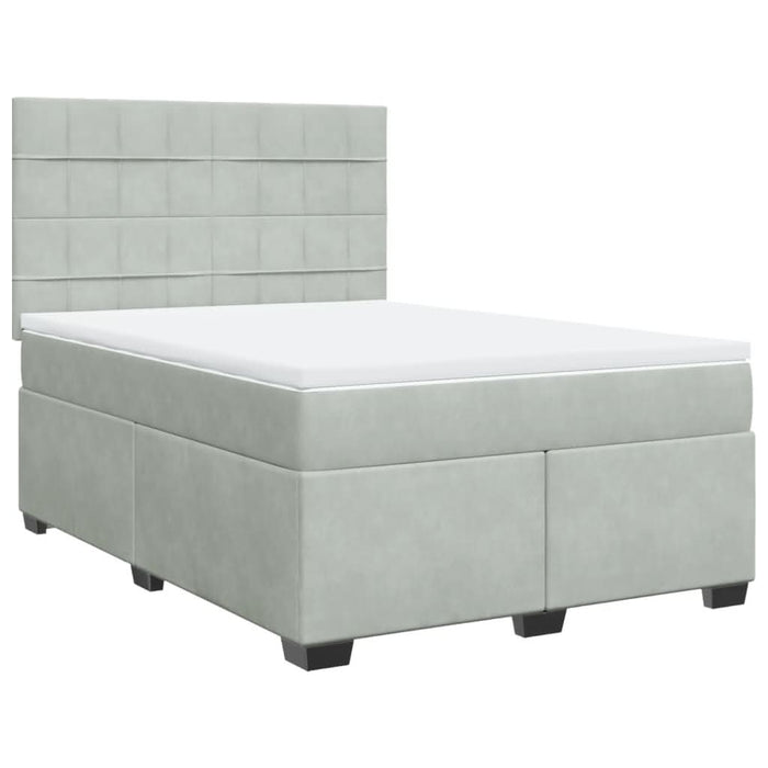 Pat box spring cu saltea, gri deschis, 140x200 cm, catifea - WALTI WALTI