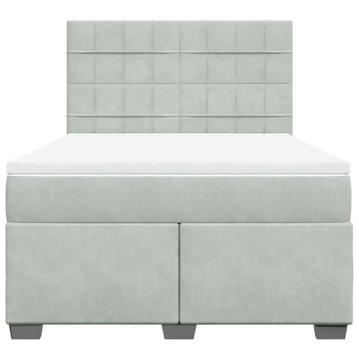 Pat box spring cu saltea, gri deschis, 140x200 cm, catifea - WALTI WALTI