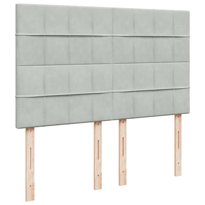 Pat box spring cu saltea, gri deschis, 140x200 cm, catifea - WALTI WALTI