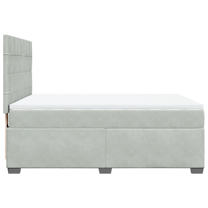 Pat box spring cu saltea, gri deschis, 140x200 cm, catifea - WALTI WALTI