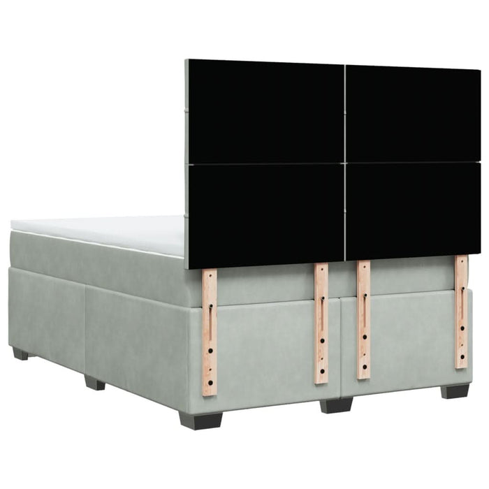 Pat box spring cu saltea, gri deschis, 140x200 cm, catifea - WALTI WALTI