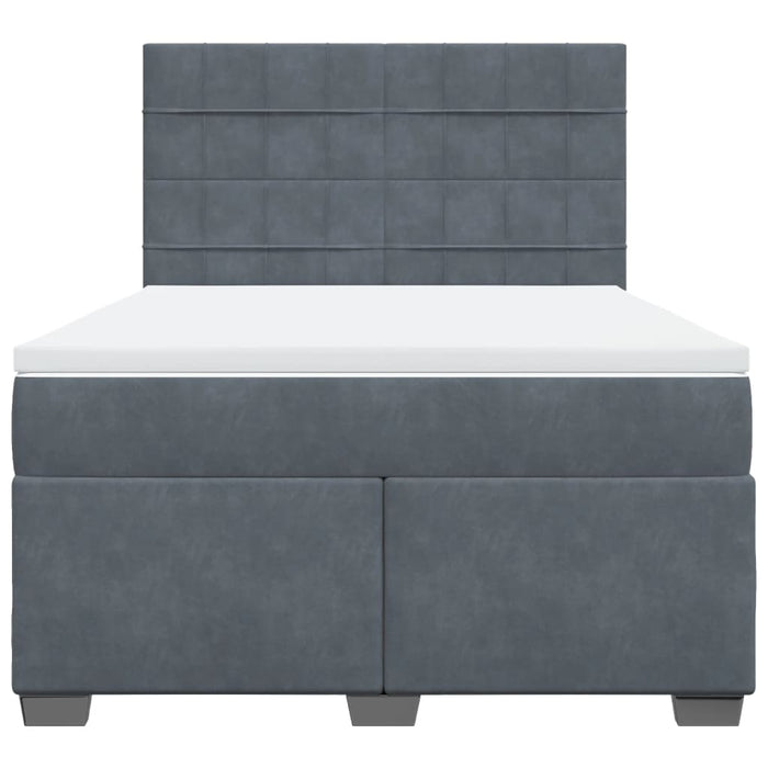 Pat box spring cu saltea, gri închis, 140x200 cm, catifea - WALTI WALTI