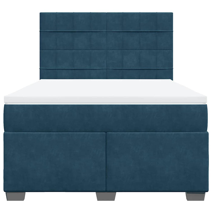 Pat box spring cu saltea, albastru, 140x200 cm, catifea - WALTI WALTI
