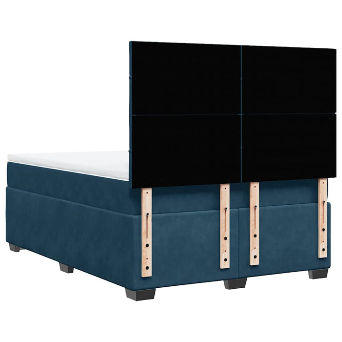 Pat box spring cu saltea, albastru, 140x200 cm, catifea - WALTI WALTI