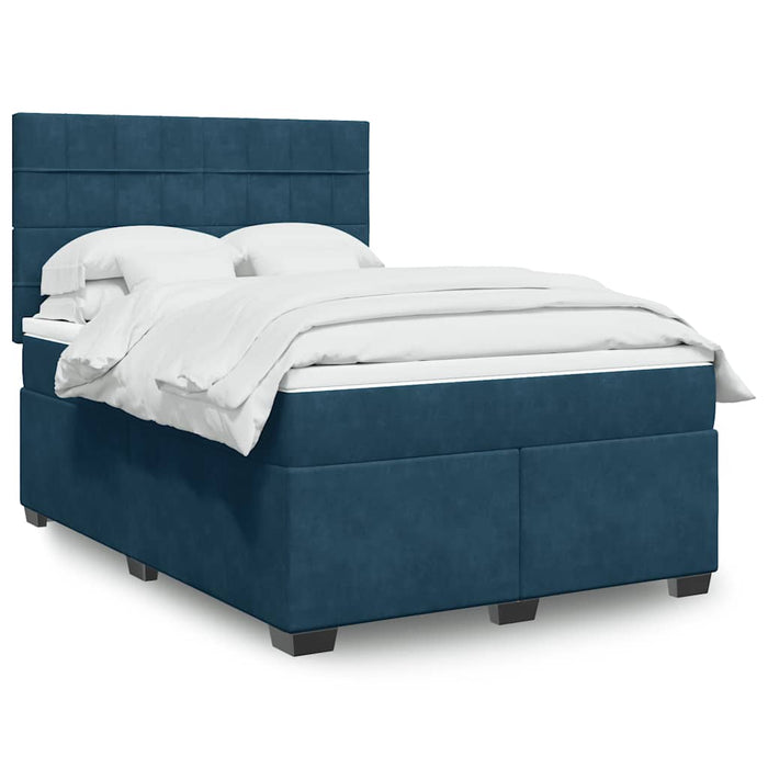 Pat box spring cu saltea, albastru, 140x200 cm, catifea - WALTI WALTI
