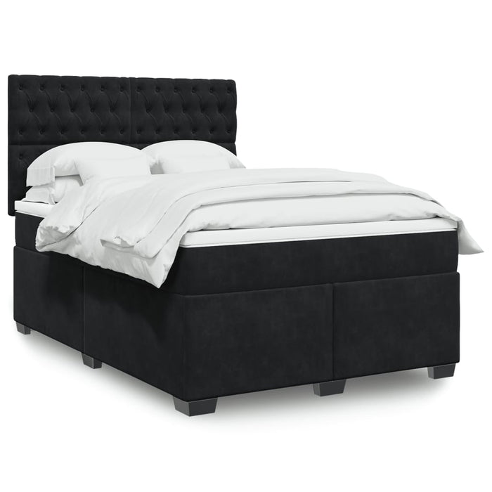 Pat box spring cu saltea, negru, 140x200 cm, catifea - WALTI WALTI