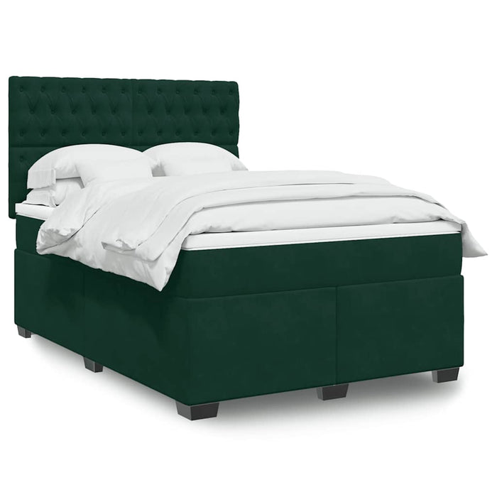 Pat box spring cu saltea, verde închis, 140x200 cm, catifea - WALTI WALTI