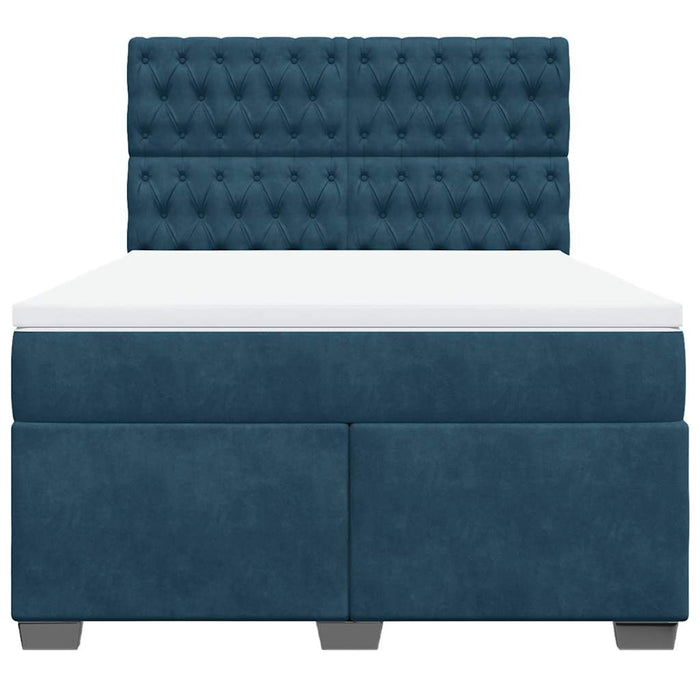 Pat box spring cu saltea, albastru, 140x200 cm, catifea - WALTI WALTI