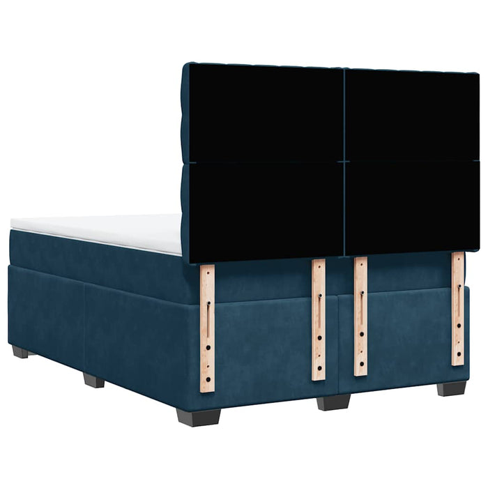 Pat box spring cu saltea, albastru, 140x200 cm, catifea - WALTI WALTI