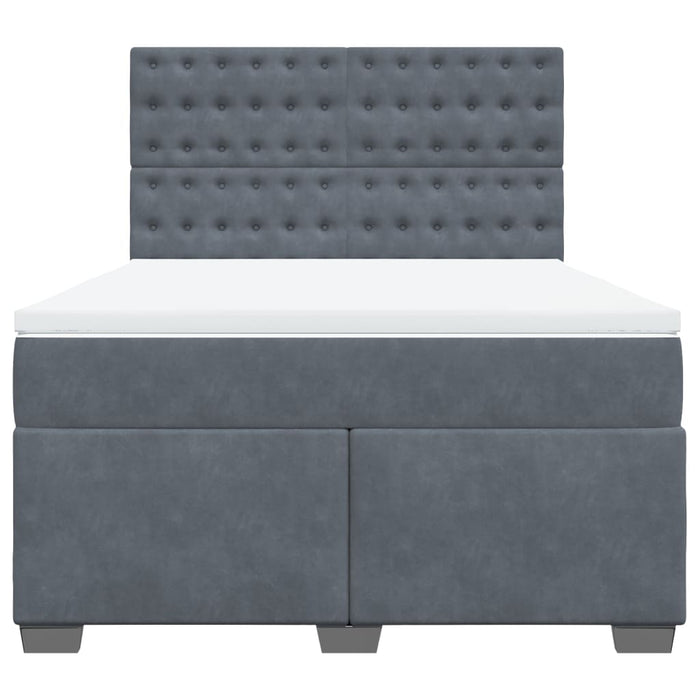 Pat box spring cu saltea, gri închis, 140x200 cm, catifea - WALTI WALTI