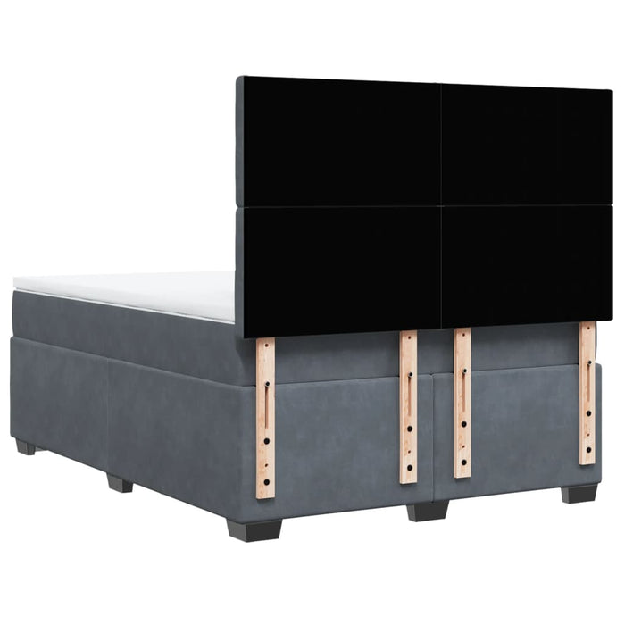 Pat box spring cu saltea, gri închis, 140x200 cm, catifea - WALTI WALTI