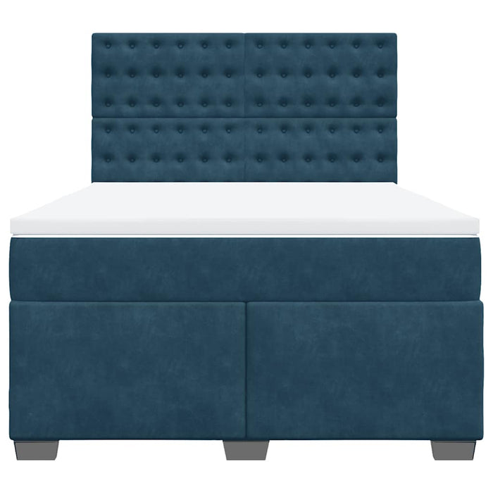 Pat box spring cu saltea, albastru, 140x200 cm, catifea - WALTI WALTI