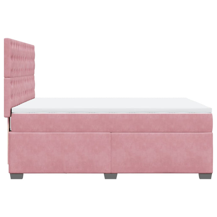 Pat box spring cu saltea, roz, 140x200 cm, catifea - WALTI WALTI