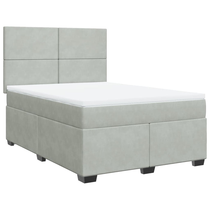 Pat box spring cu saltea, gri deschis, 160x200 cm, catifea - WALTI WALTI