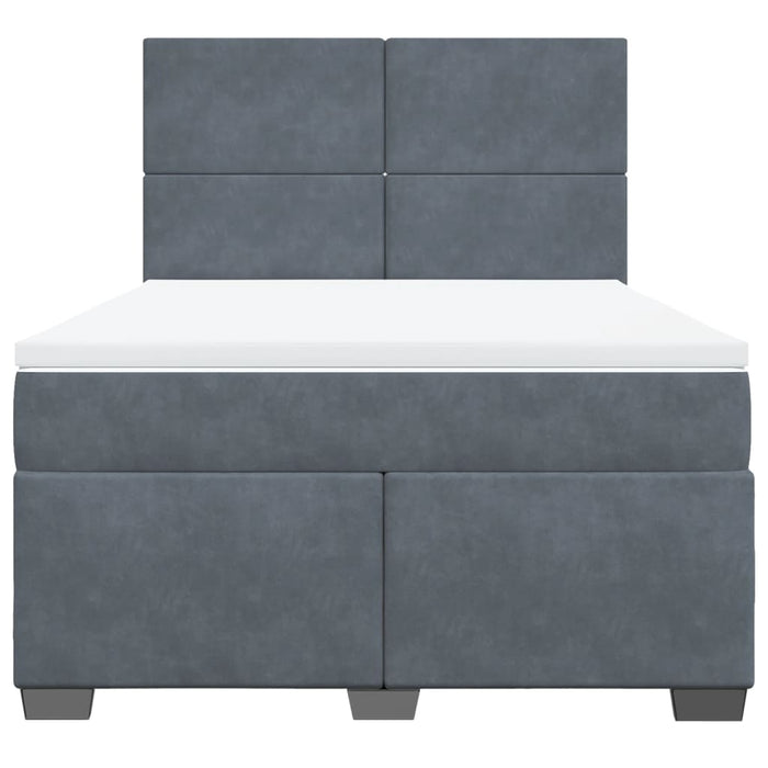 Pat box spring cu saltea, gri închis, 160x200 cm, catifea - WALTI WALTI
