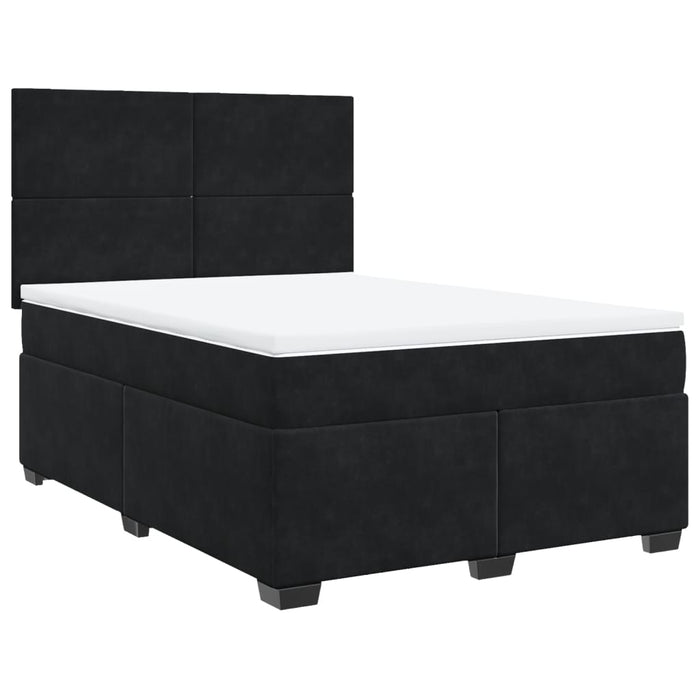 Pat box spring cu saltea, negru, 160x200 cm, catifea - WALTI WALTI