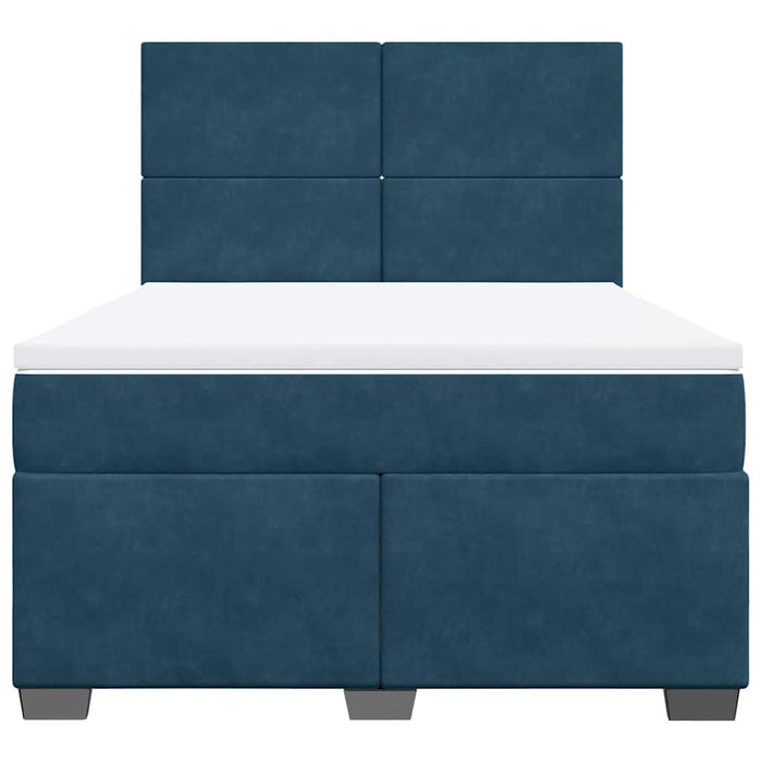 Pat box spring cu saltea, albastru, 160x200 cm, catifea - WALTI WALTI
