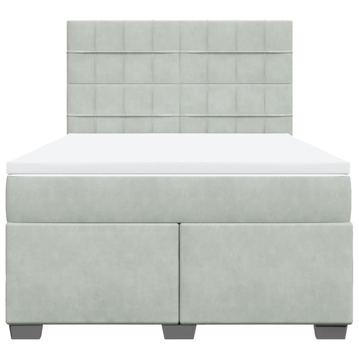 Pat box spring cu saltea, gri deschis, 160x200 cm, catifea - WALTI WALTI