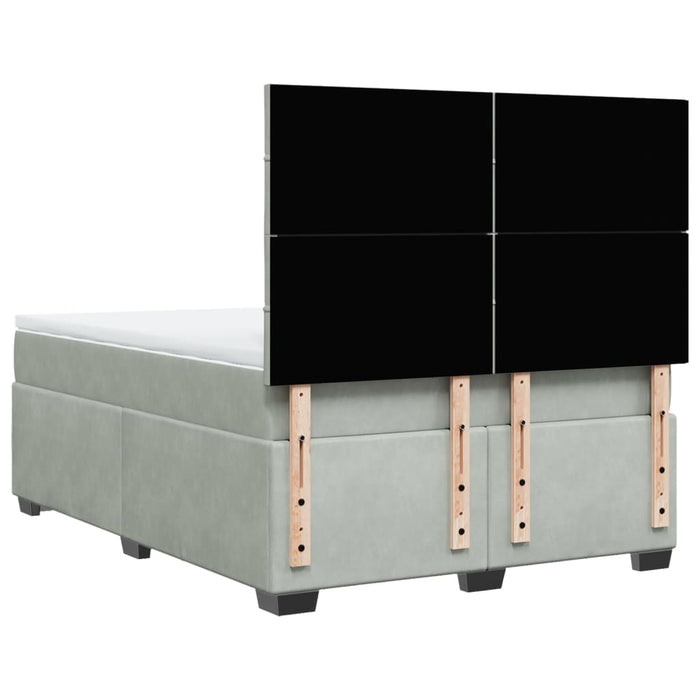 Pat box spring cu saltea, gri deschis, 160x200 cm, catifea - WALTI WALTI
